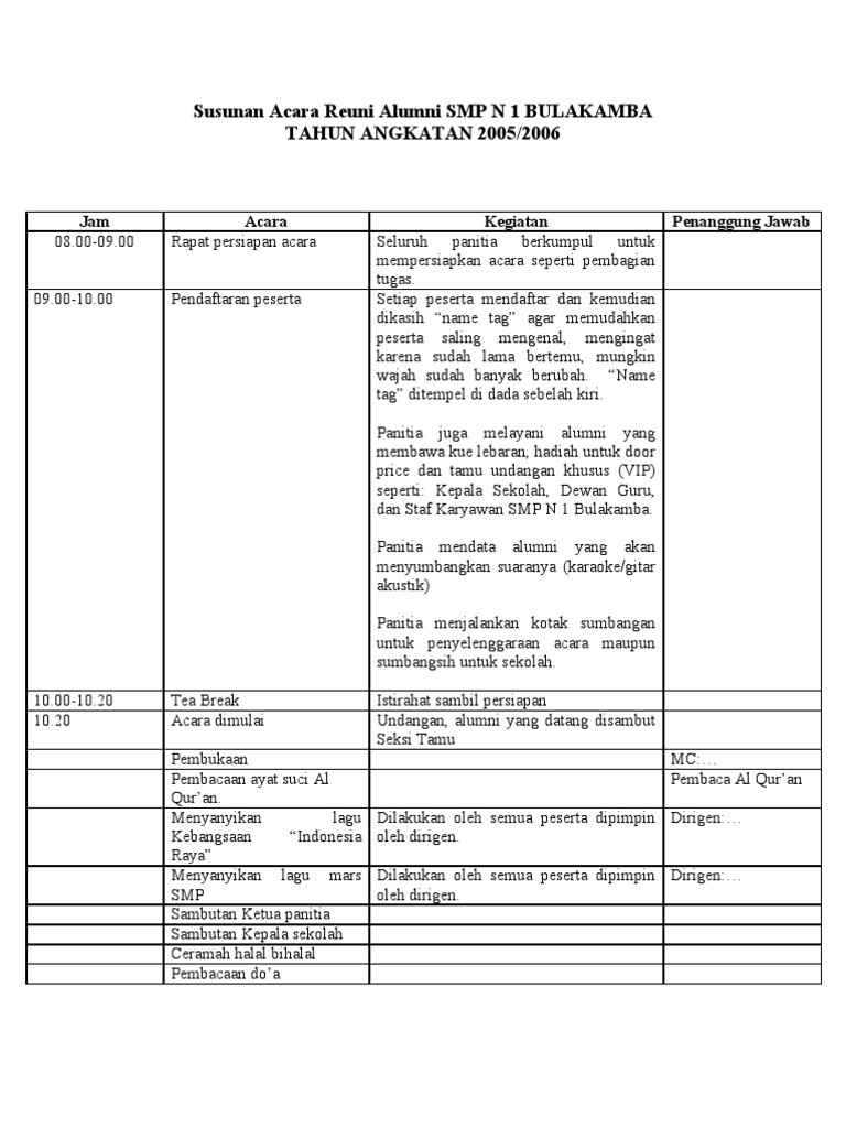 susunan Acara