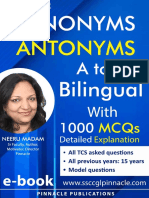 18 Antonyms and Synonyms A To Z Bilingual With 1000 MCQ Ebook