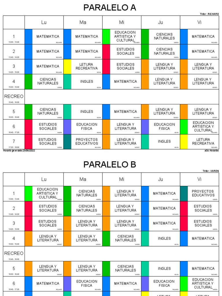 Horario Estudiantes Nap | PDF | Idiomas del Reino Unido