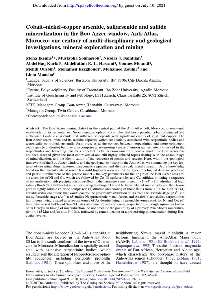 CobaltNickelCopper Arsenide, Sulfarsenide and Sulfide Copie PDF