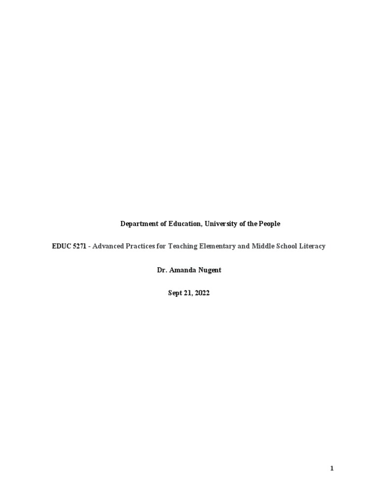 EDUC5271 Week 3 Written Assignment Unit 3 | PDF | Literacy | Libraries