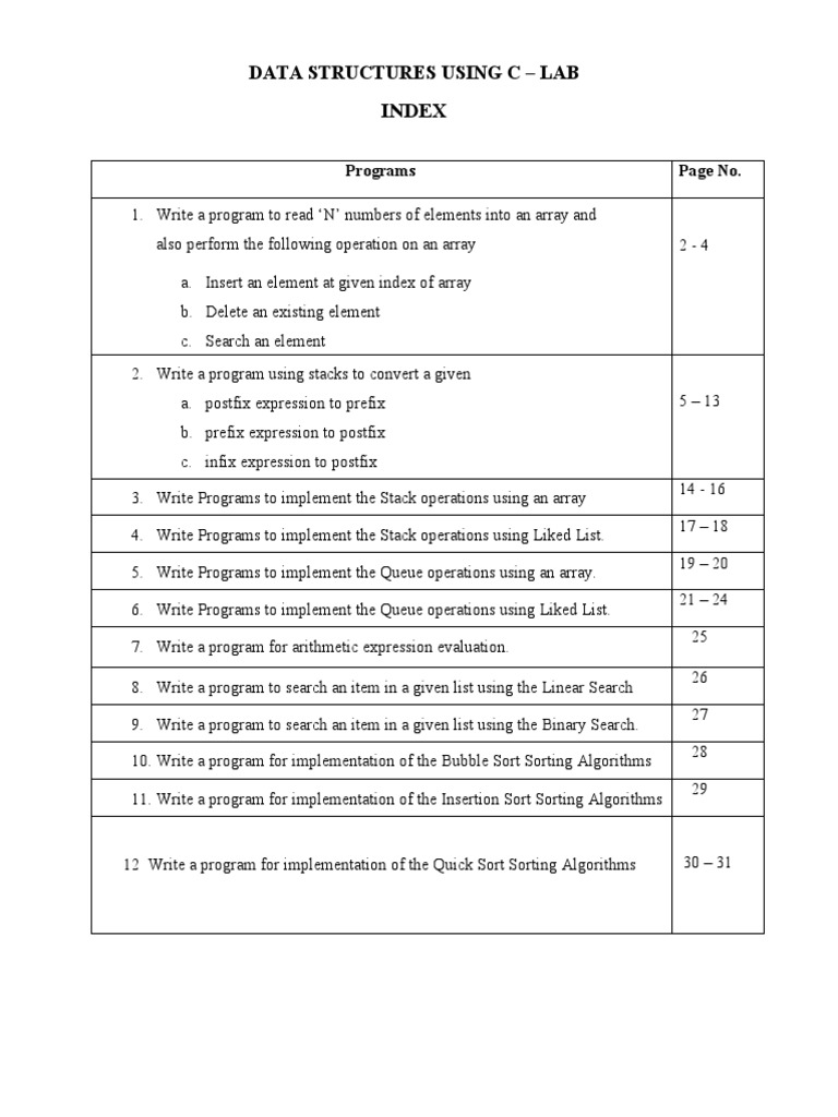 Data Structures Using CLabRecord2ndsem PDF Array Data Structure