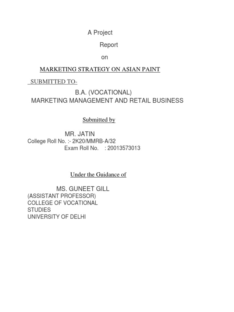 Asian Paints Marketing Strategy Report | PDF | Marketing | Brand