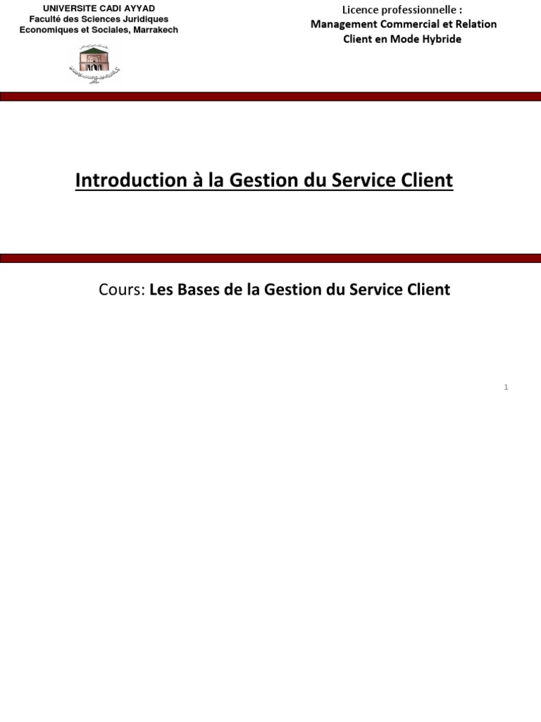 Bases de la Gestion du Service Client | PDF | Gestion de la relation ...