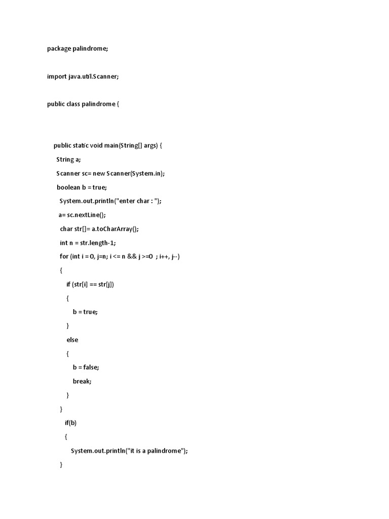 Palindrome in Java | PDF