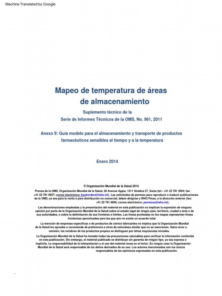 Who temperature mapping of storage areas annex 9 2011 pdf