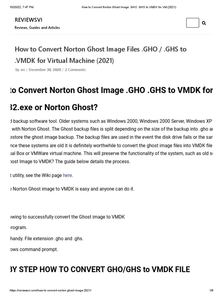 How To Convert Norton Ghost Image .GHO .GHS To VMDK For VM (2021) PDF Virtual Machine