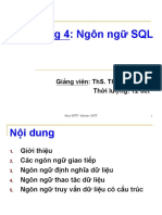 Chương 4: Ngôn Ngữ Sql: Giảng Viên: Ths. Thái Bảo Trân Thời Lượng: 12 Tiết