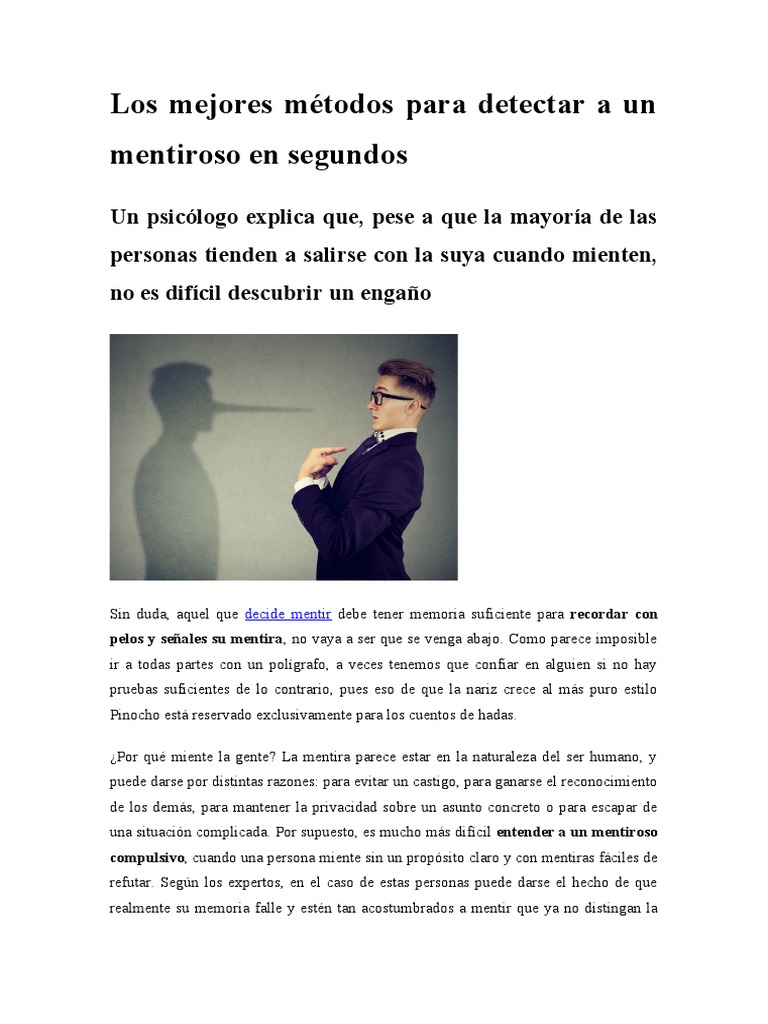Métodos para detectar mentirosos rápidamente | PDF | Mentira | Verdad