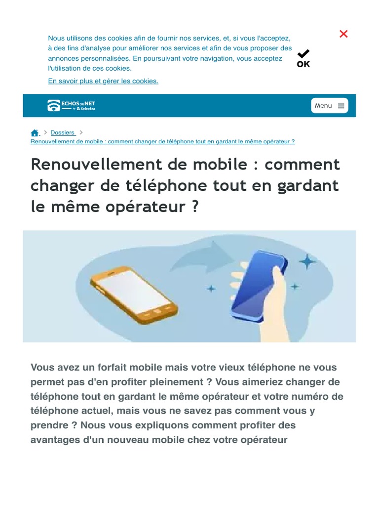 Renouvellement de Mobile Comment Changer de Téléphone Tout en Gardant Le Même Opérateur