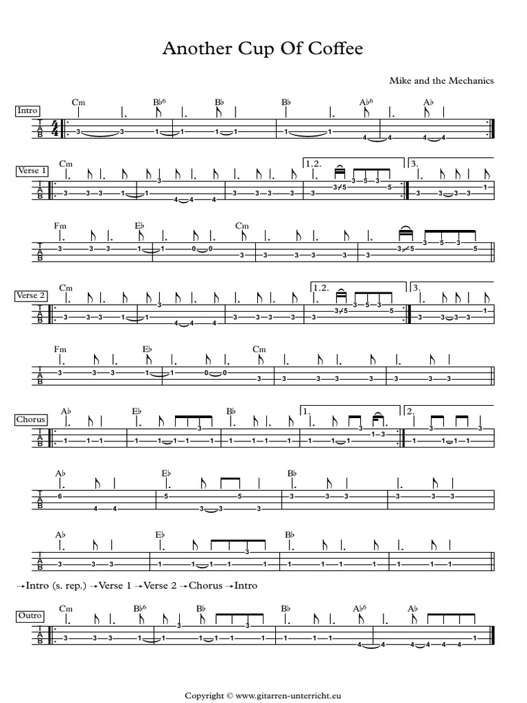 Another Cup of Coffee Bass TAB PDF