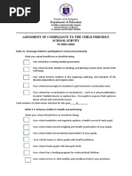 Child Friendly School System (CFSS) Checklist | PDF | Classroom | Teachers