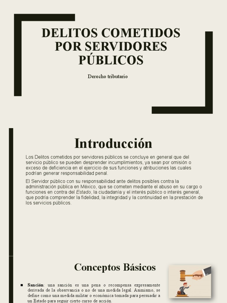 Delitos Cometidos Por Servidores Públicos Introduccion Pdf Soborno