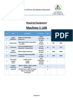 Required Equipment - Machine-1 Lab - 2023