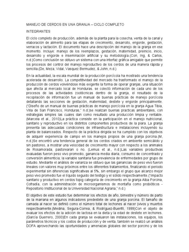 Manejo de Cerdos en Una Granja Viviana | PDF | Cerdo | Carne