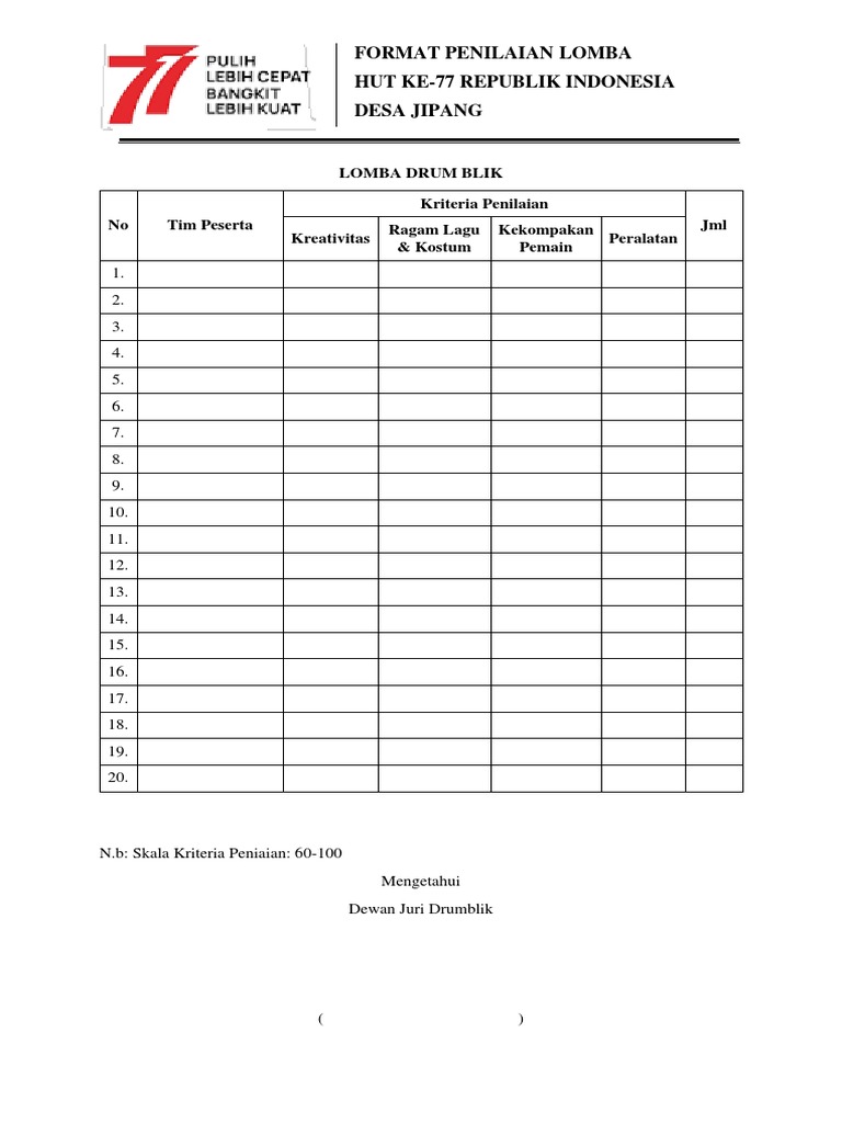 Format penilaian lomba 17 agustus pdf