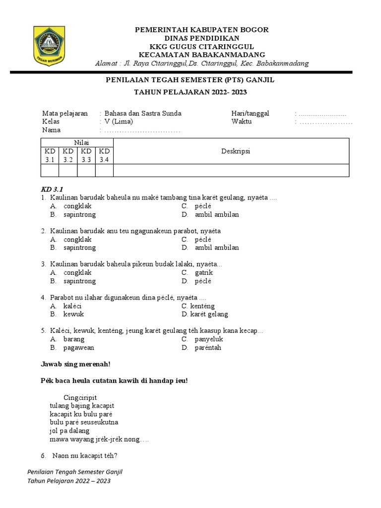 Menggali Kekayaan Budaya Sunda Melalui Tema 4: "Keluarga Jeung Sakola" – Panduan Soal Bahasa Sunda Kelas 5 Semester 1 Menggali Kekayaan Budaya Sunda Melalui Tema 4: "Keluarga Jeung Sakola" – Panduan Soal Bahasa Sunda Kelas 5 Semester 1
