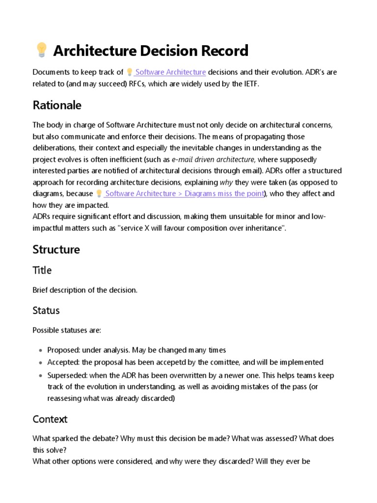 ? Architecture Decision Record | PDF