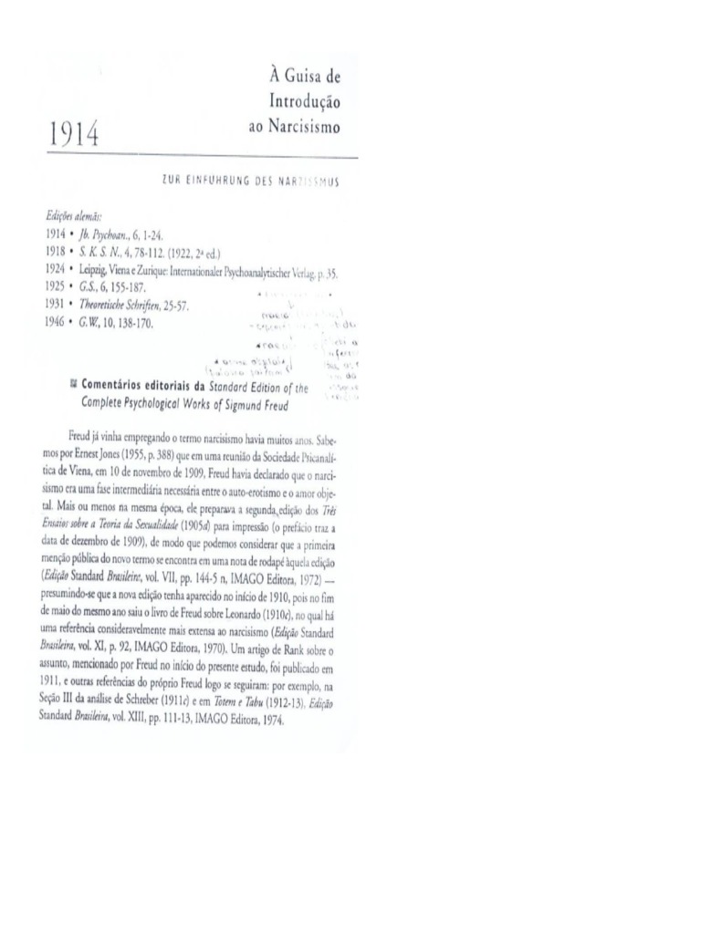 Freud, S. (2004) - À Guisa de Introdução Ao Narcisismo. | PDF