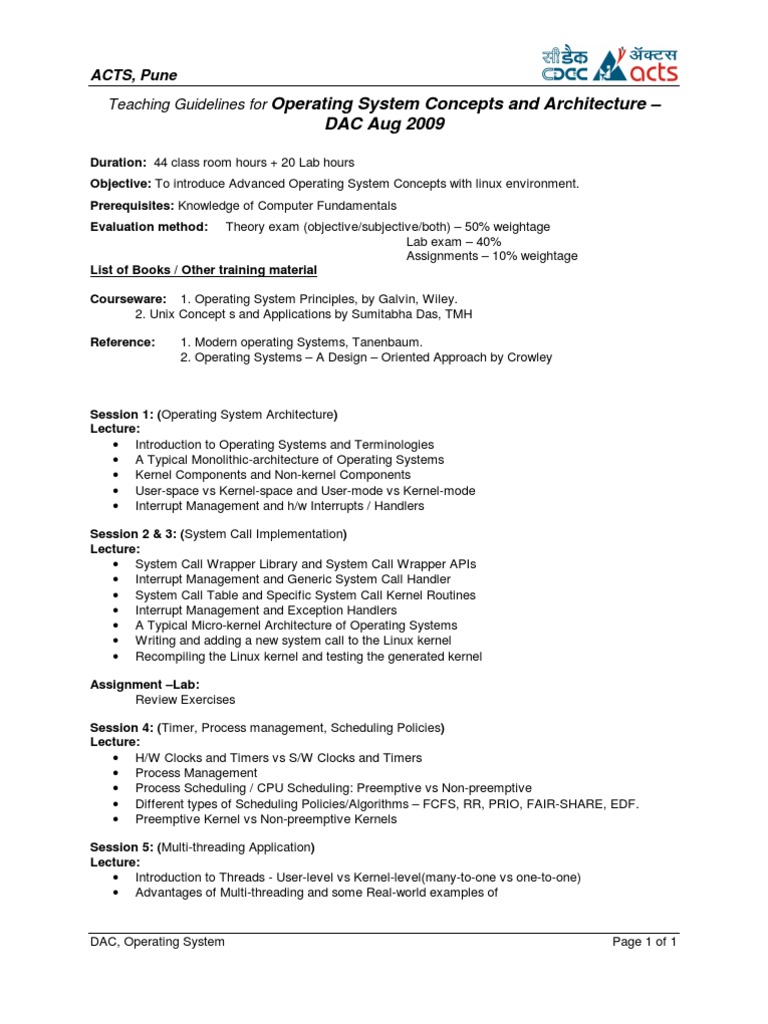 Advanced Operating Systems Course Guide | PDF | Command Line Interface ...