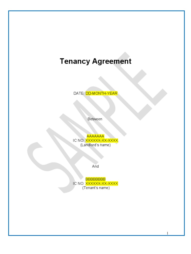 Tenancy Agreement Template | PDF | Leasehold Estate | Landlord