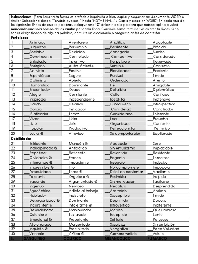 Test de Temperamento | PDF