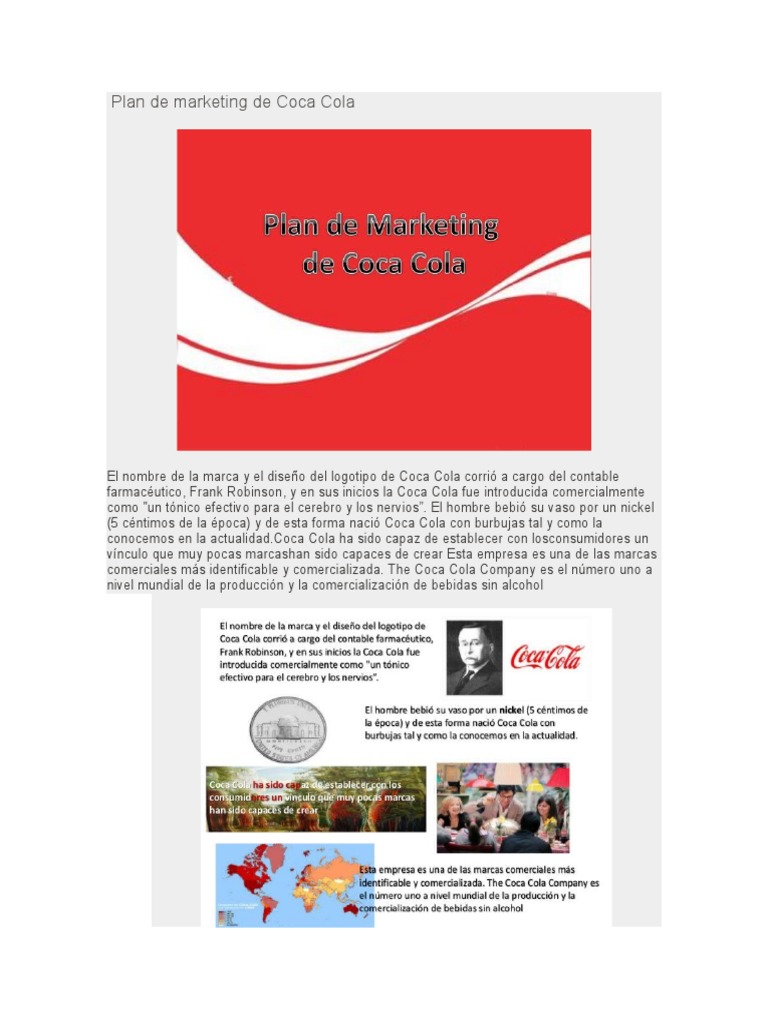 Plan de Marketing de Coca Cola | PDF | Coca Cola | Marketing