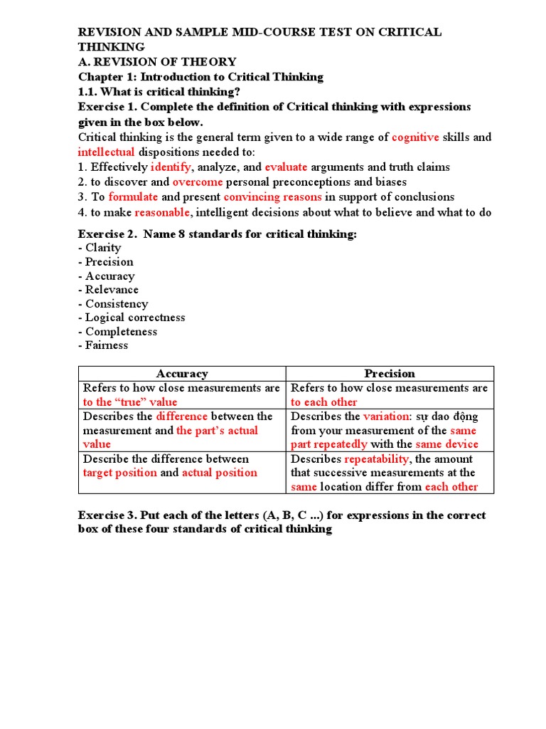 Critical Thinking Mid-Course Test Guide | PDF | Argument | Critical ...