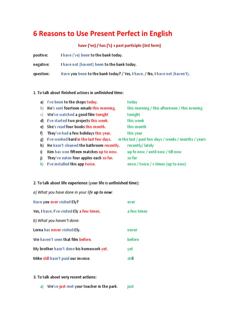 Present Perfect - Review | PDF | Multiculturalism | Race (Human ...