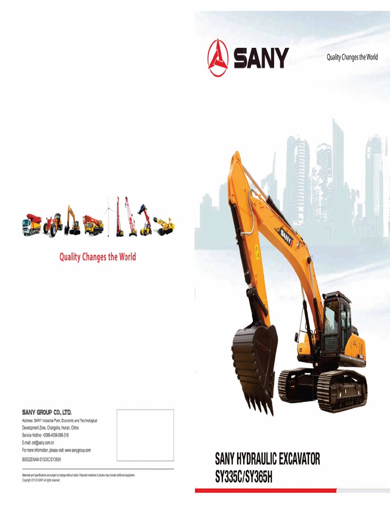 Sany Hydraulic Excavator Sy335c - Sy365h | PDF