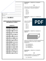 Verificação de Aprendizagem 3º Corte - Matemática - Silábico