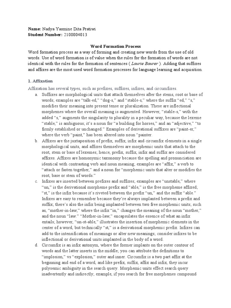 Word Formation Processes Explained | PDF | Morphology (Linguistics) | Word