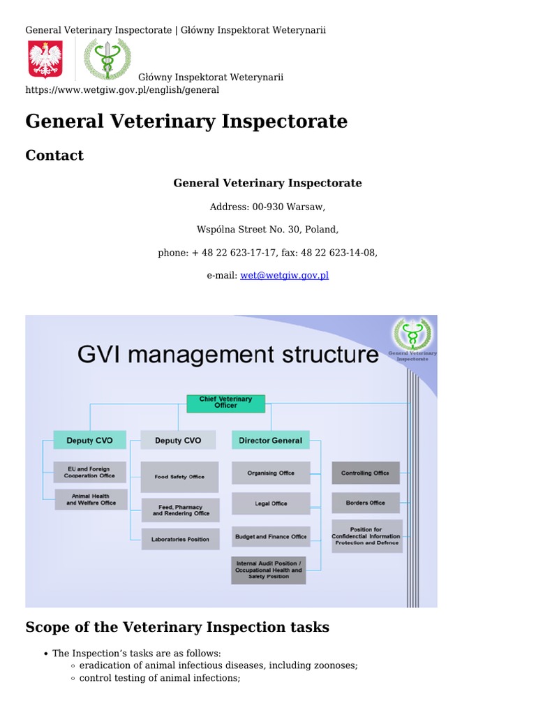 Veterinary Inspection Tasks Overview | PDF | Veterinary Medicine ...