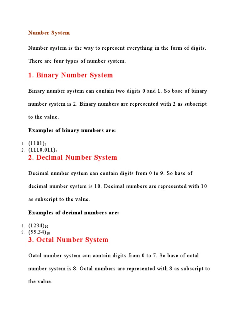 Decimal Number System | PDF | Byte | Decimal