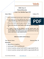 CBSE Class 12 Physical Education Previous Year Question Paper 2012