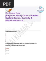 Beginner Mock Quant Number System Basics, Cyclicity & Miscellaneous