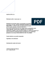 Eps-Modelo Carta de Solicitud de No Afiliacion A La Eps