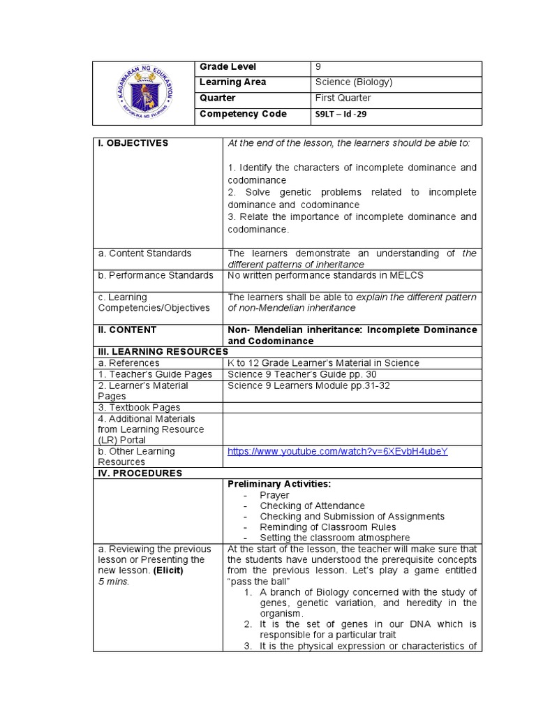Incomplete and Codominance | PDF | Heredity | Learning