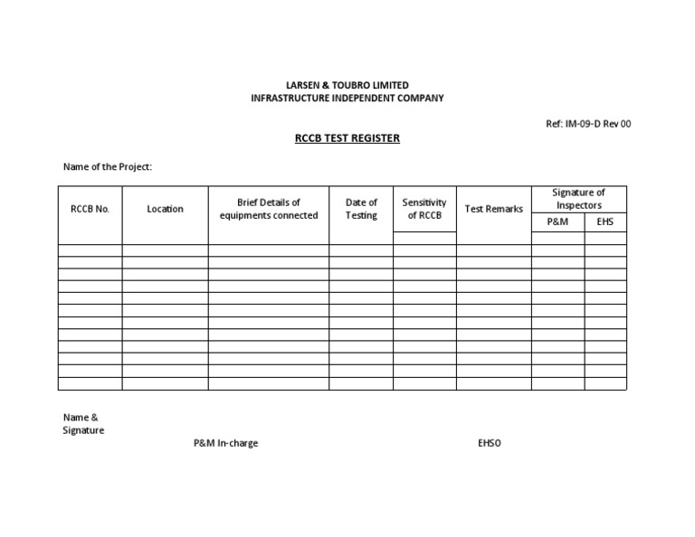 IM09D RCCB Test Register PDF