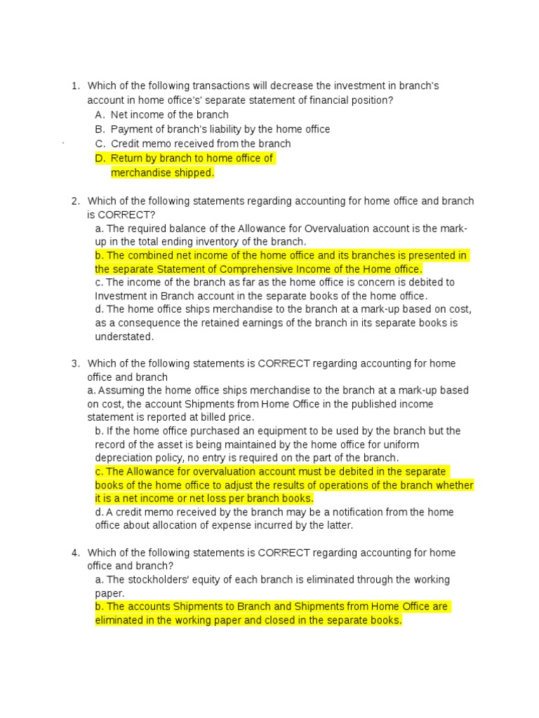 Home Office Questions PDF Debits And Credits Financial Accounting