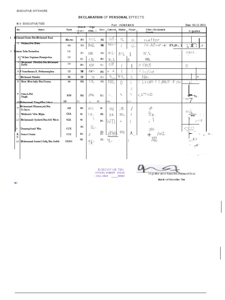 6.declration of Personal Effects PDF