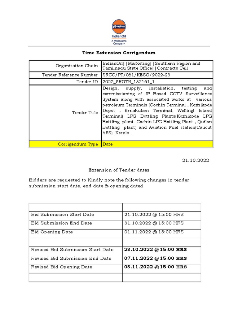Time Extension Corrigendum PDF