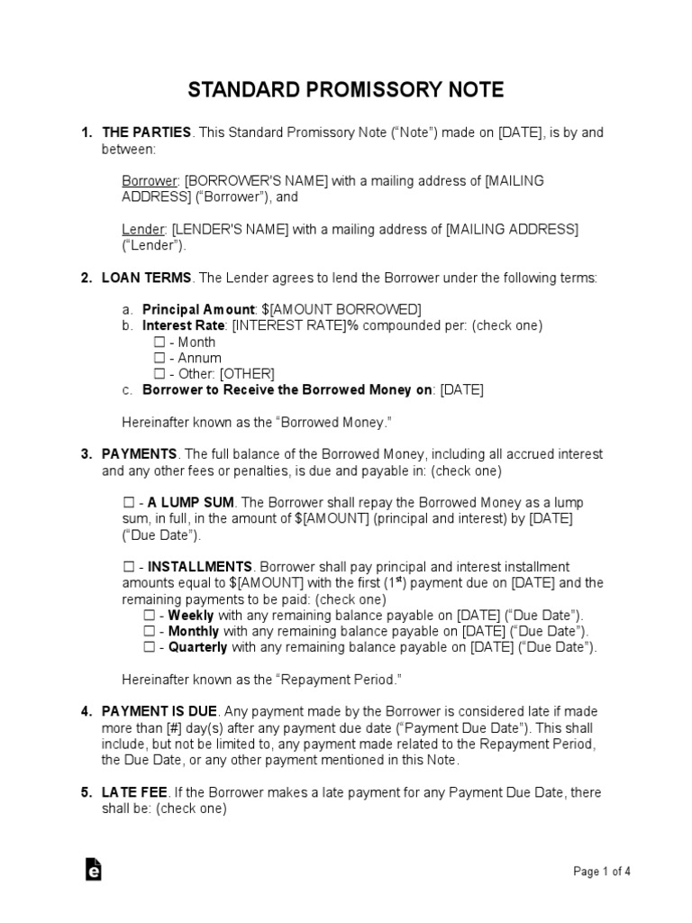Standard Promissory Note Template | PDF | Interest | Promissory Note