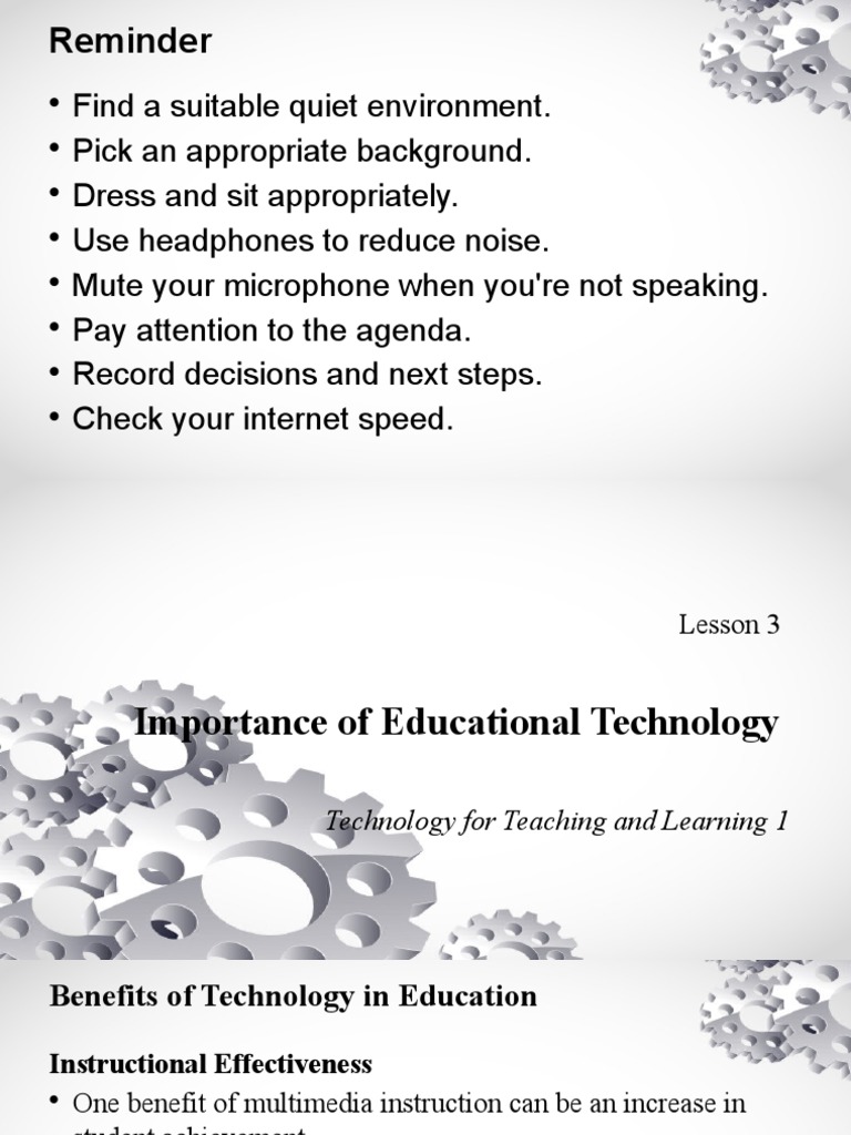 Importance of Educational Technology | PDF | Information And ...