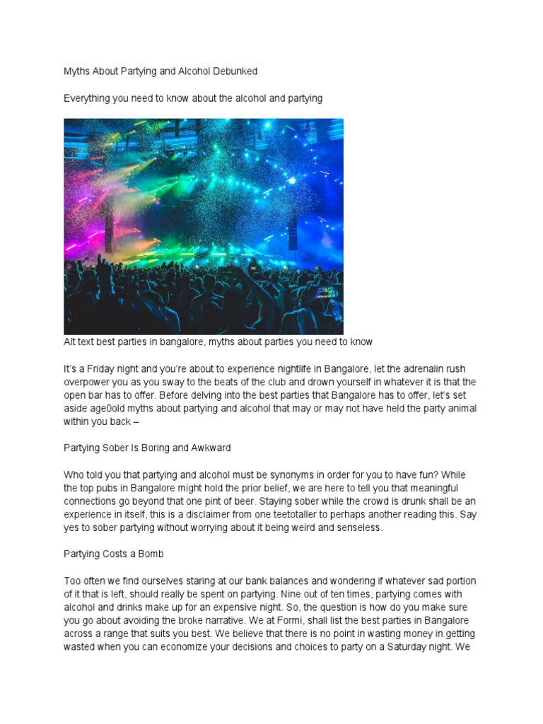 Blog 5 - Myths About Partying and Alcohol Debunked | PDF | Drink ...