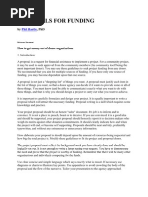 Proposals for Funding