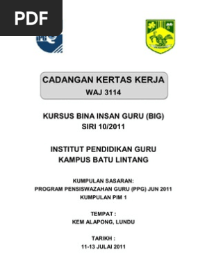 Kertas Cadangan Program Bina Insan Guru Ambilan10 Edit Pdf