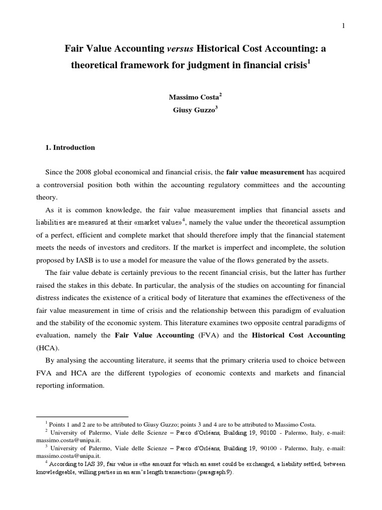 FV VS Hca PDF Historical Cost Fair Value
