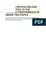 Reading Difficulties and Its Relation To The Academic Performance of Grade Two Pupils