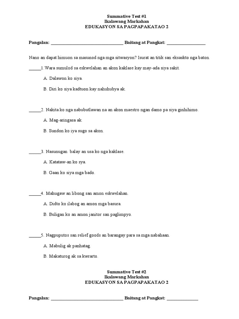 G2 Summative Test Q2 | PDF